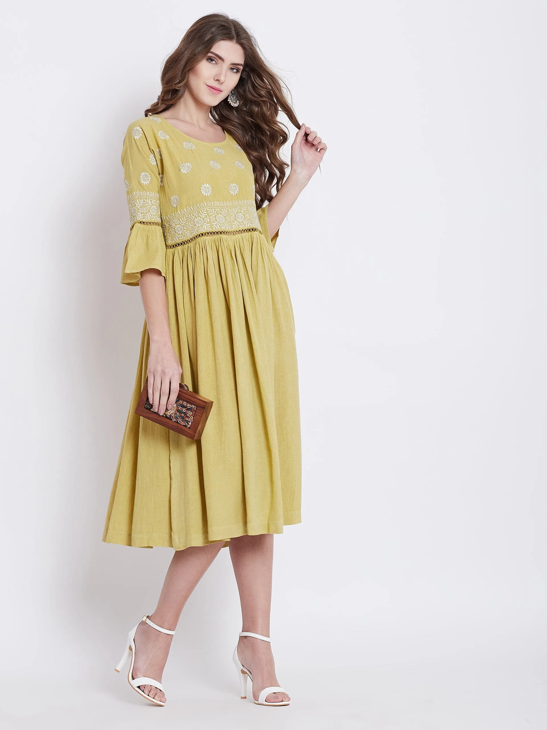 Dandelion Yellow Chikankari Dress