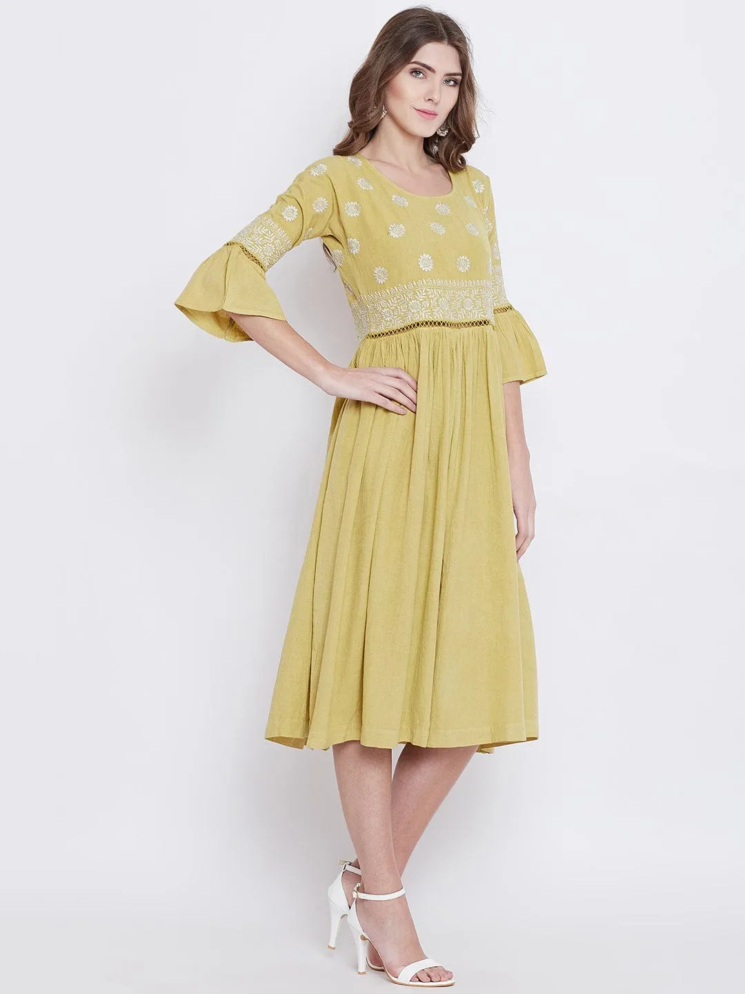 Dandelion Yellow Chikankari Dress