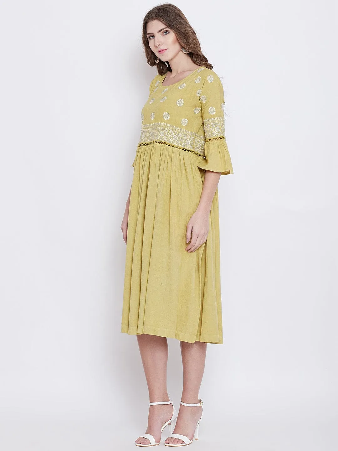 Dandelion Yellow Chikankari Dress
