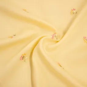 Edith Pastel Yellow Floral Brodery Lyocel