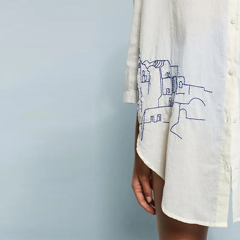 Embroidered Beach Shirt #White #Shirt