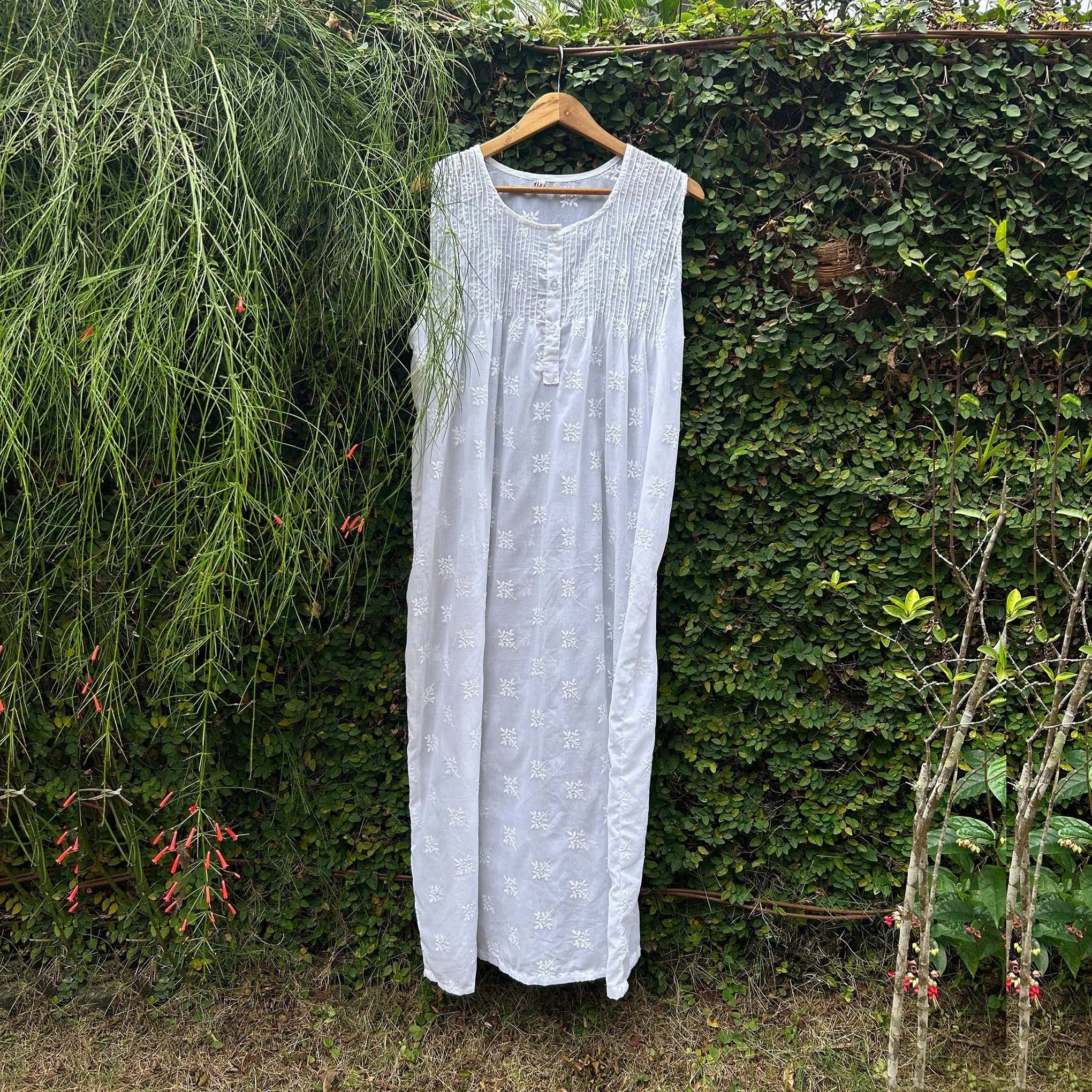 Embroidered Fabric White Nightwear: Timeless Elegance for All
