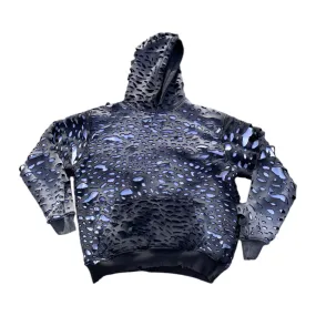 Fully Distressed Black Thermal Fade Hoodie