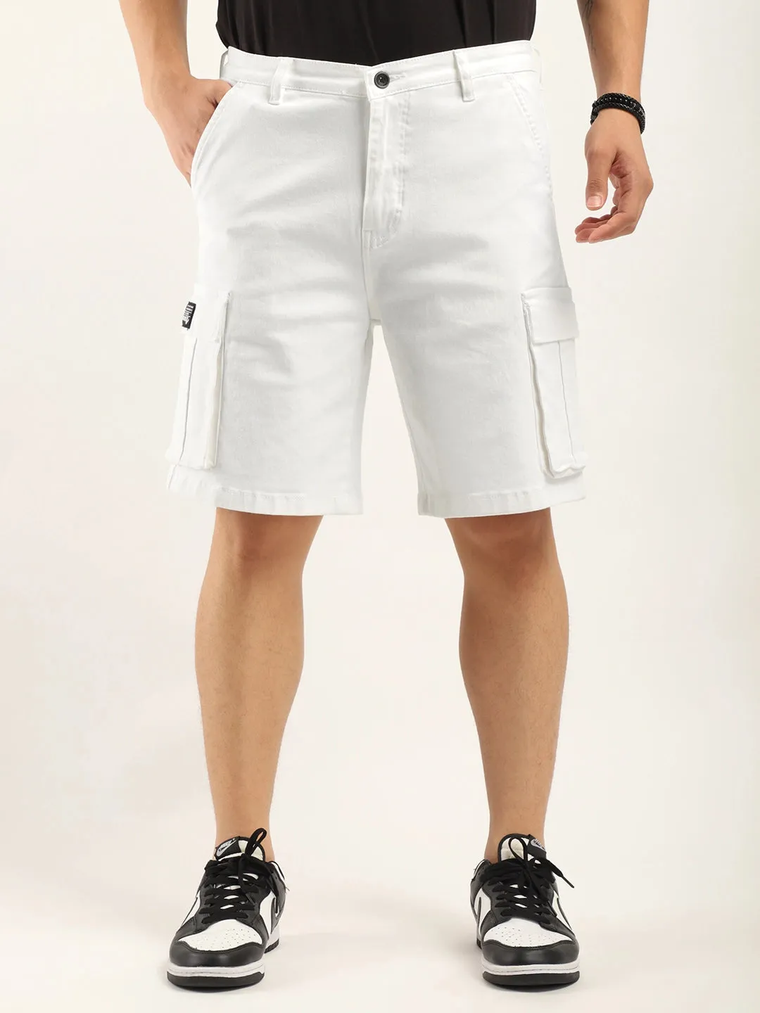 Fusion White Cotton Shorts