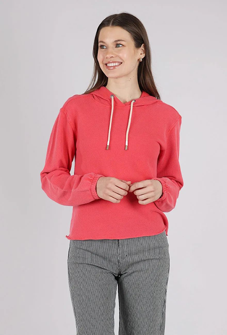 Gathered Cuffs Thermal Hoodie, Glazed Cherry
