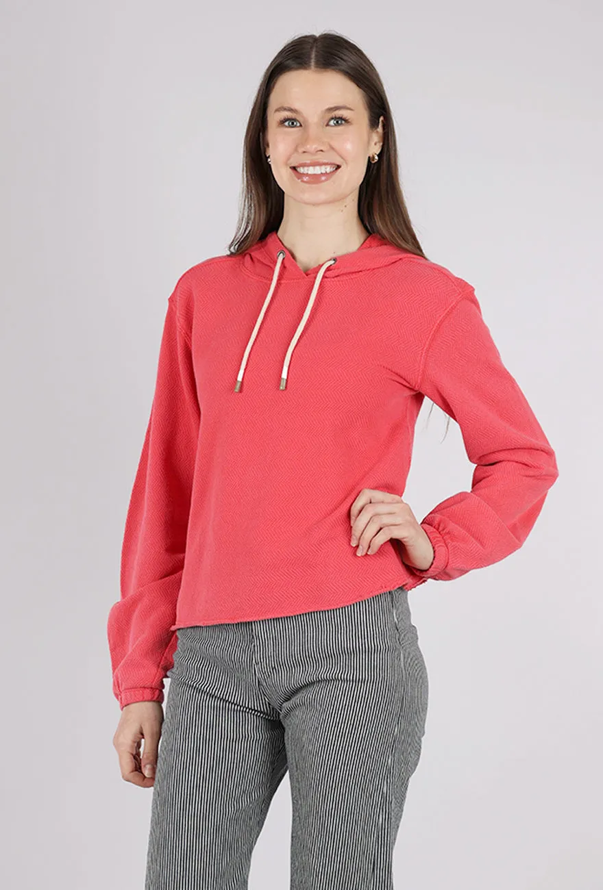 Gathered Cuffs Thermal Hoodie, Glazed Cherry