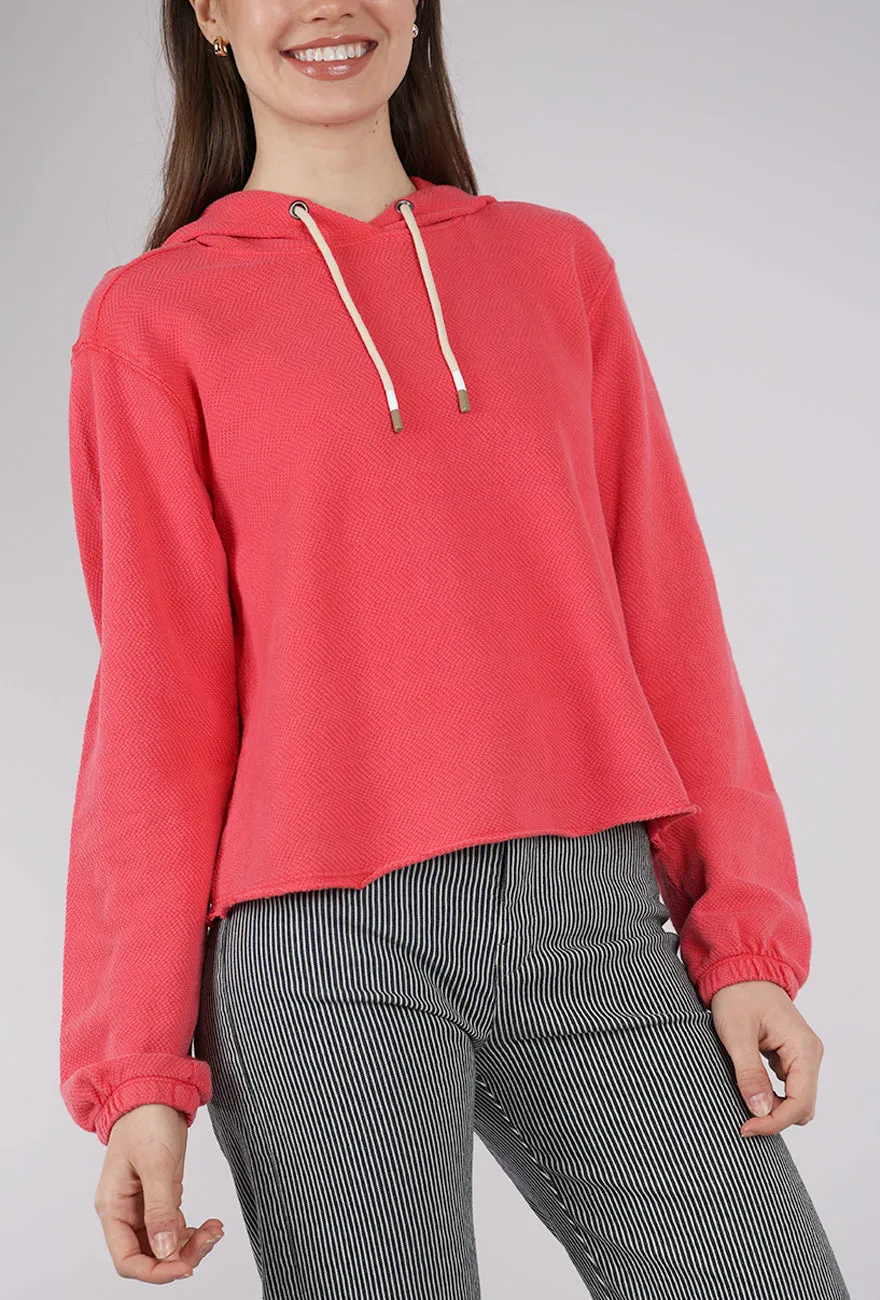 Gathered Cuffs Thermal Hoodie, Glazed Cherry