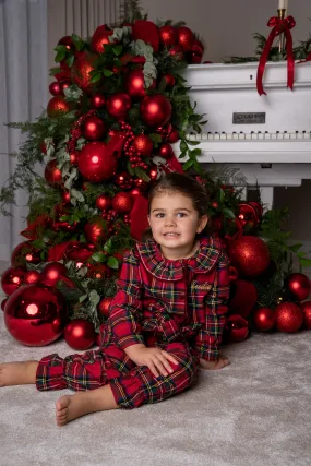 Girls Personalised Tartan Luxury Cotton Pants set