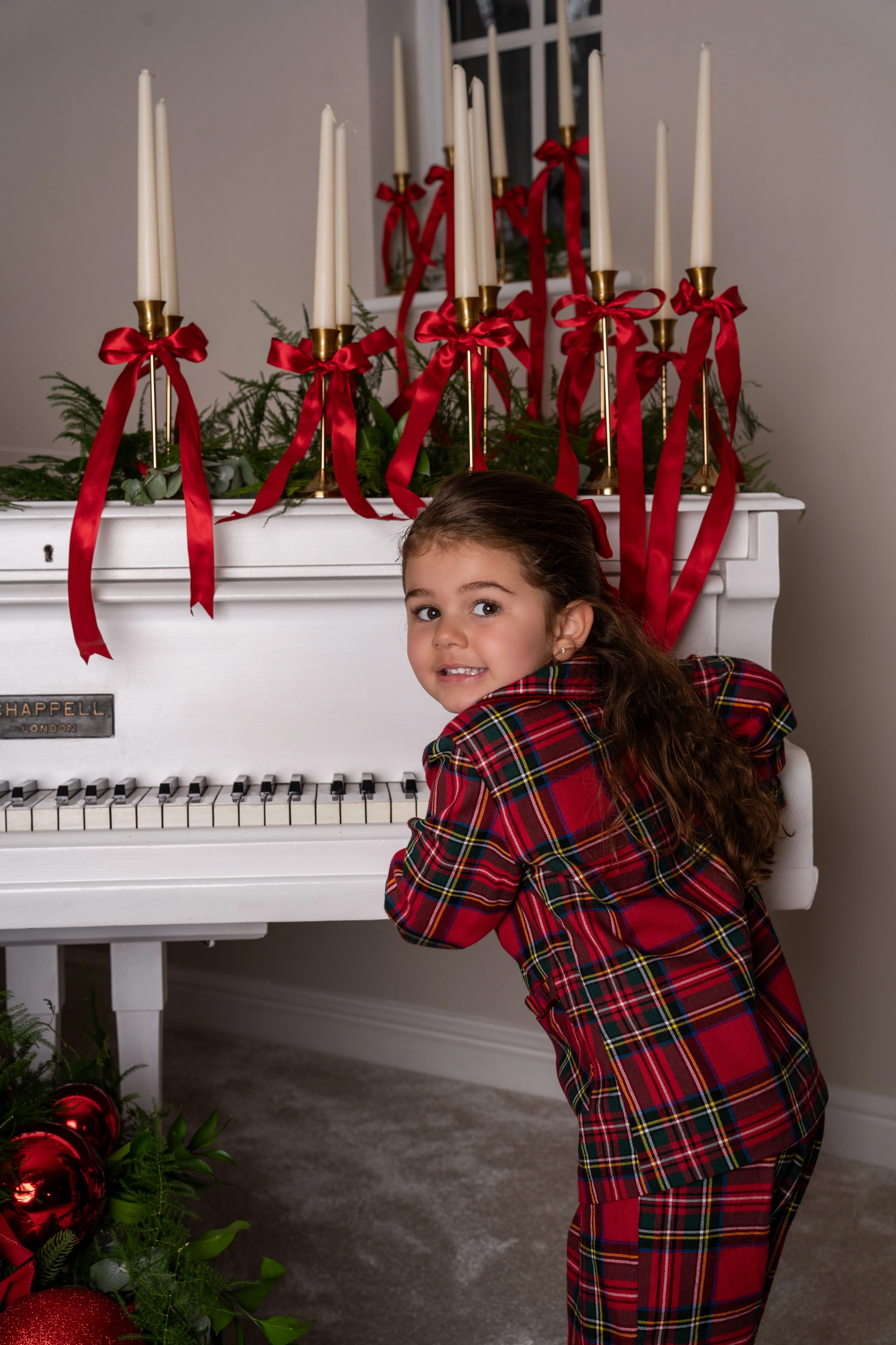 Girls Personalised Tartan Luxury Cotton Pants set