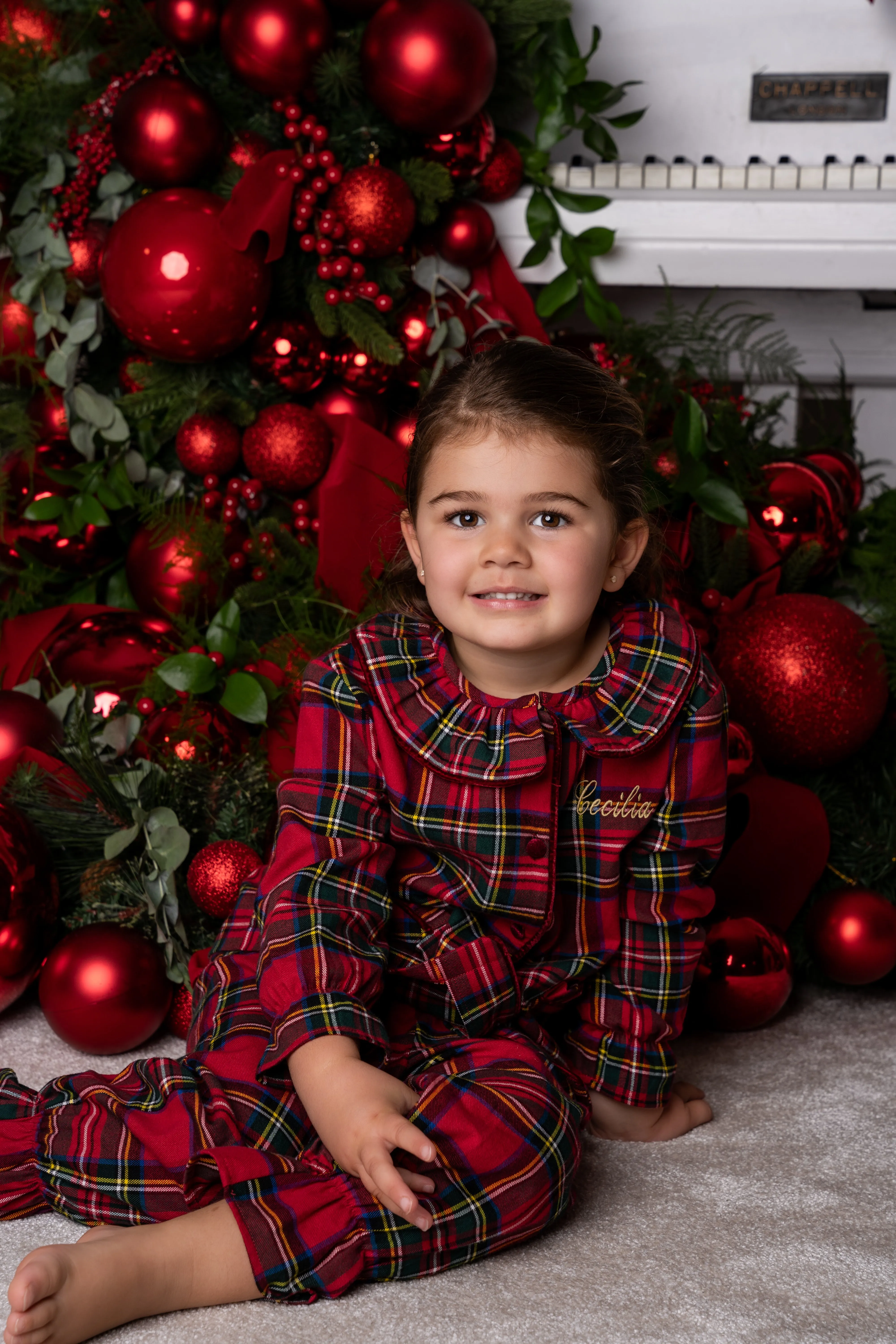 Girls Personalised Tartan Luxury Cotton Pants set
