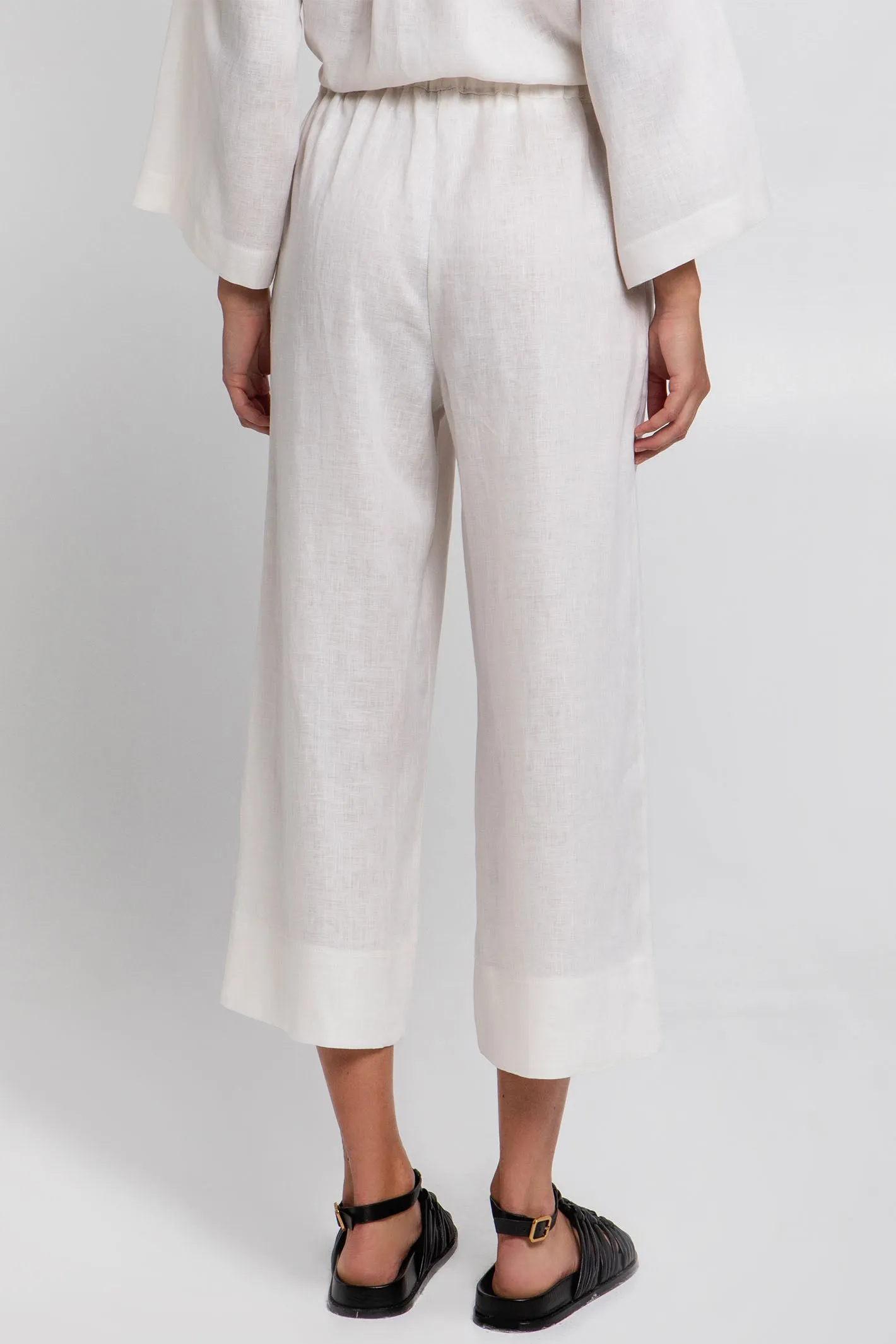 Greek Archaic Kori S25K-110431 White Linen Trousers