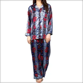 Grey & Red Floral Pajama Set Nightwear