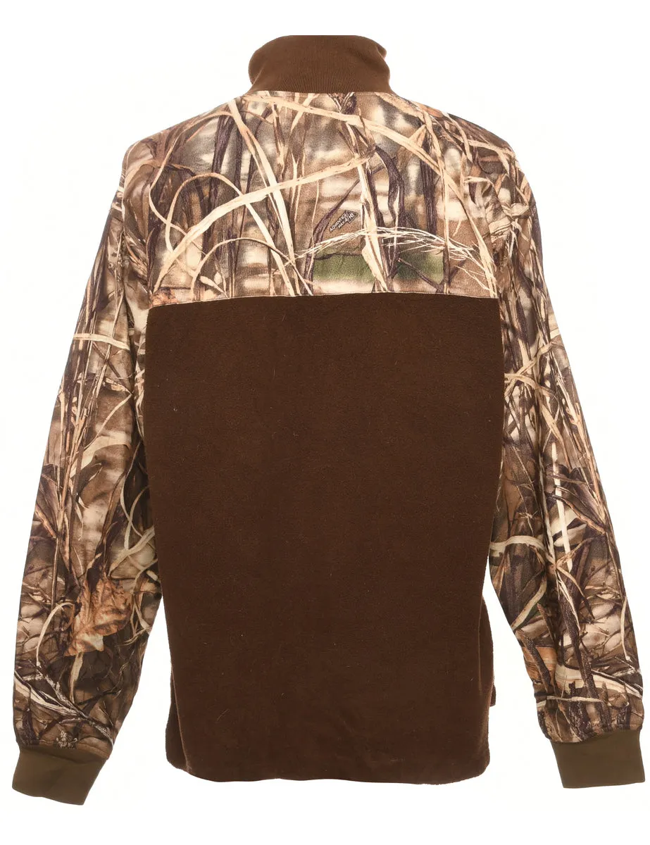 High Neck Dark Brown Fleece Sweatshirt - M