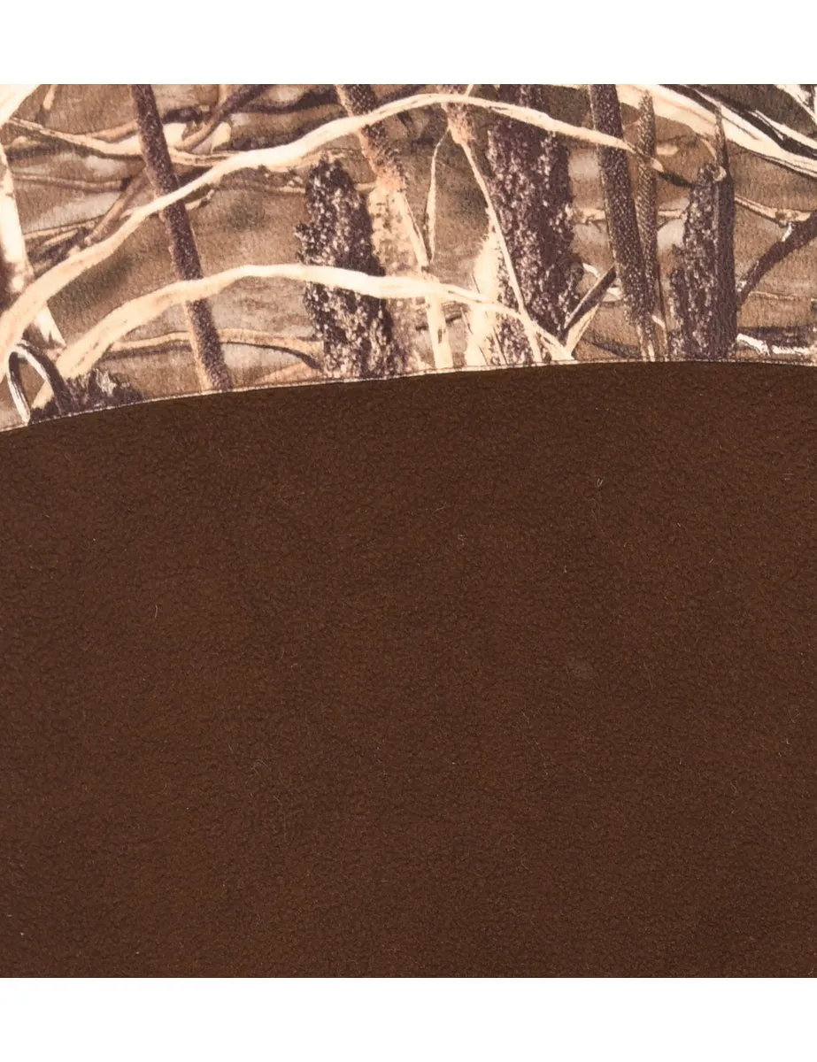 High Neck Dark Brown Fleece Sweatshirt - M