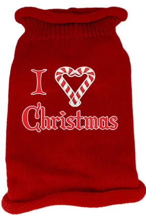 I Heart Christmas Screen Print Knit Pet Sweater XXL Red