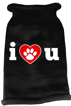 I Love You Screen Print Knit Pet Sweater XS Black