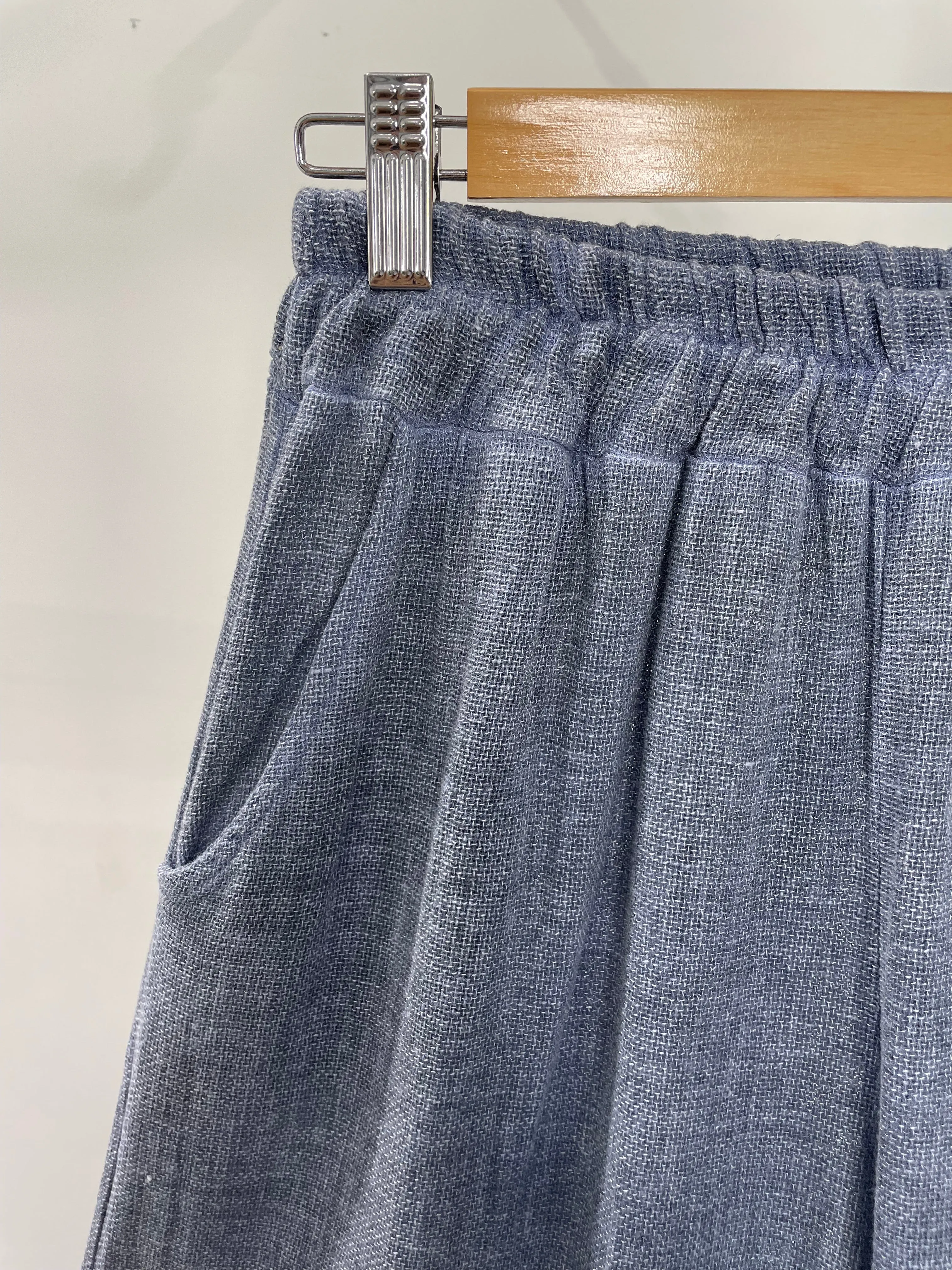Inez Cotton/Linen Mix Textured, Wide Leg Trousers