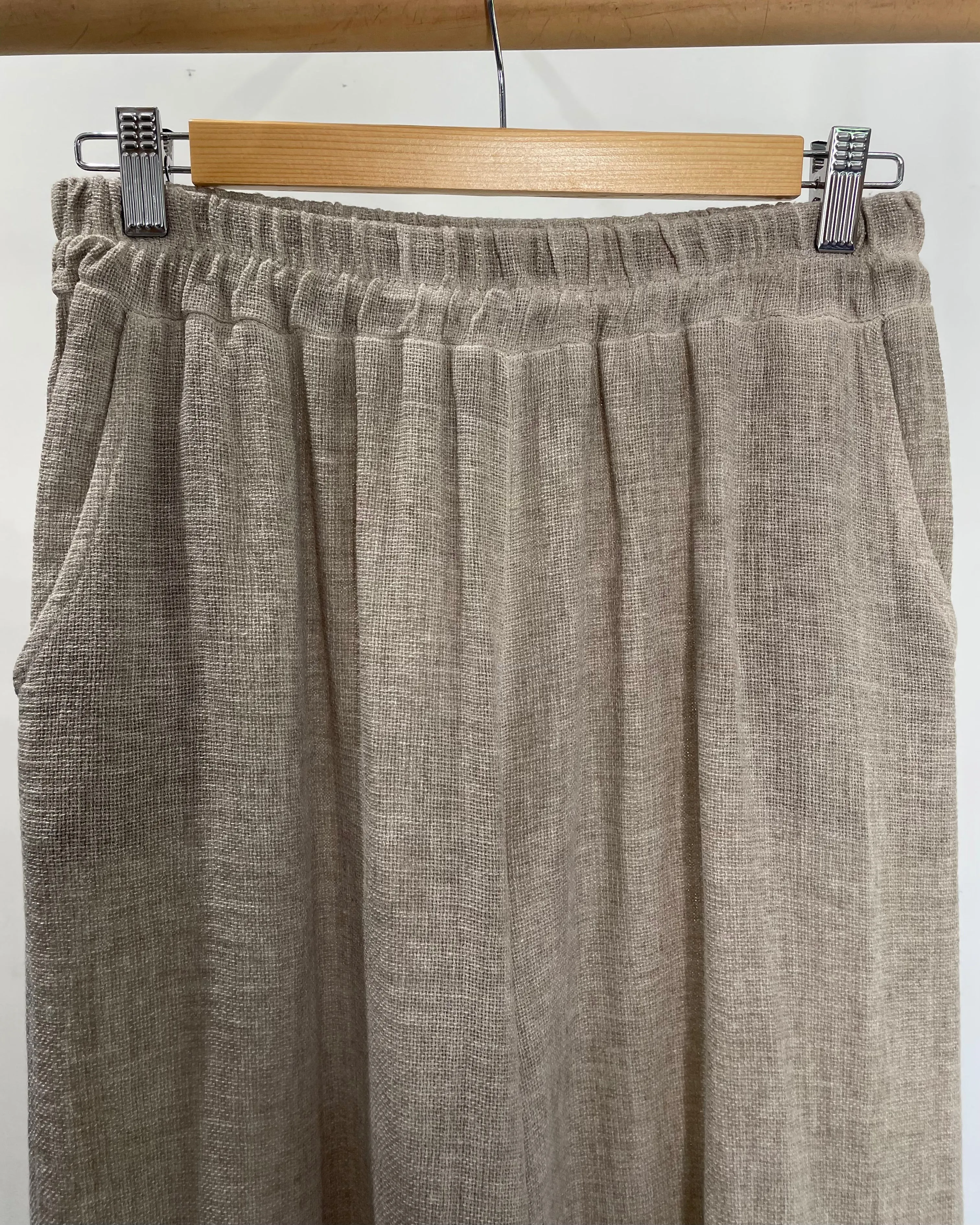 Inez Cotton/Linen Mix Textured, Wide Leg Trousers