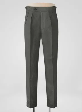 Italian Prato Gray Linen Highland Trousers