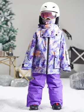 Kids Camo Ski Snowboarding Jacket & Bibs Pants