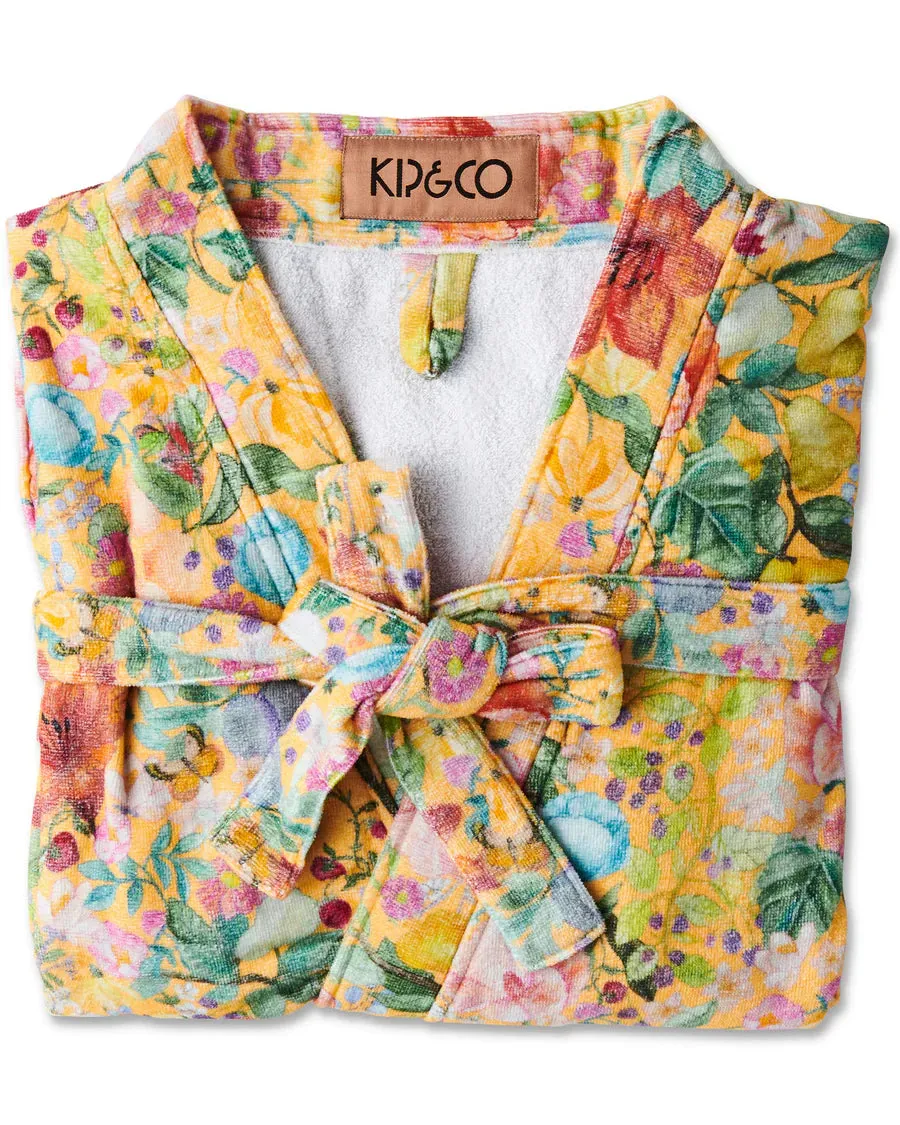 Kip & Co - Abundance Marigold Printed Terry Bath Robe