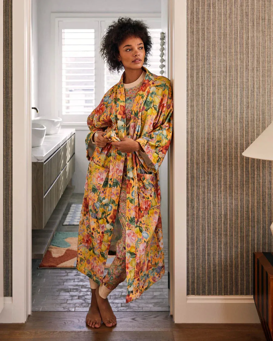 Kip & Co - Abundance Marigold Printed Terry Bath Robe