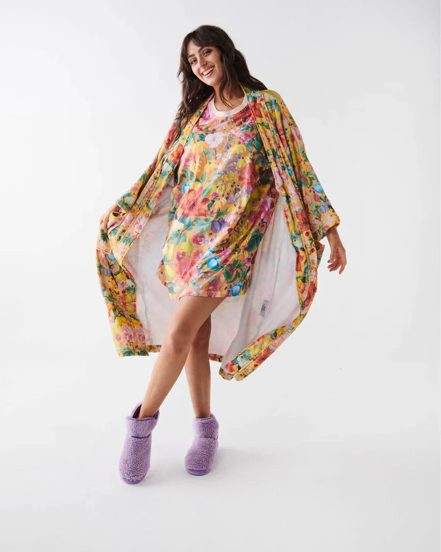 Kip & Co - Abundance Marigold Printed Terry Bath Robe