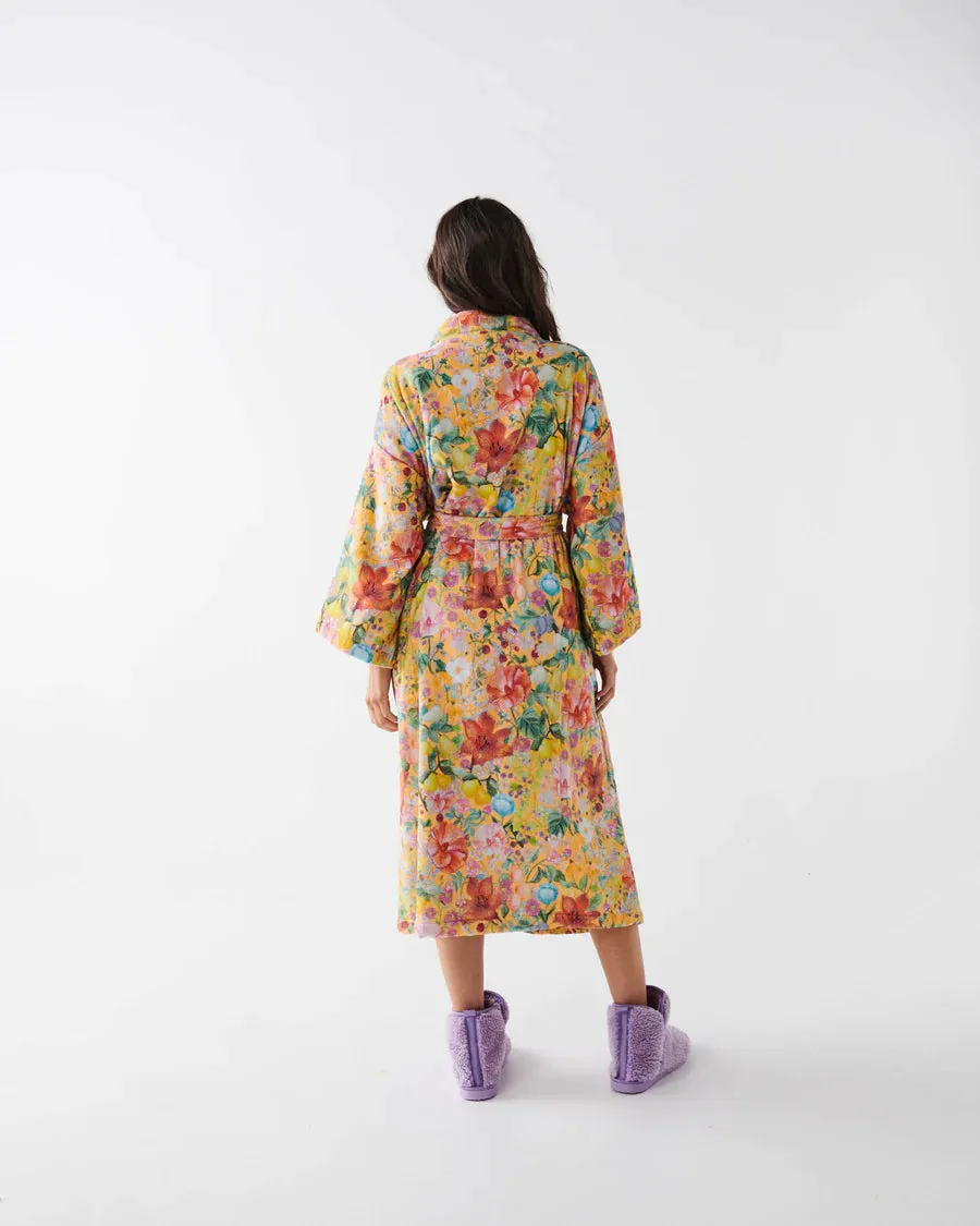 Kip & Co - Abundance Marigold Printed Terry Bath Robe