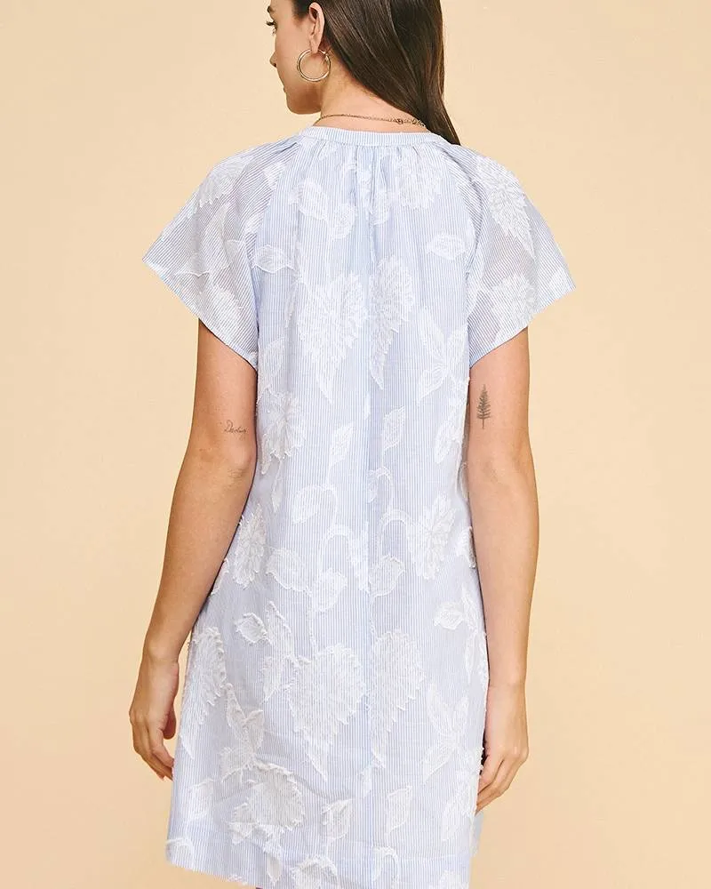 Light Blue Floral Embroidery Dress