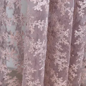 Light Purple Floral Embroidery Lace Fabric with Sequins