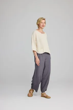 Luukaa Linen Trouser with Slit Anthracite