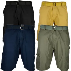 Men's Belted Cargo Shorts Casual Utility Cargo Pocket Lightweight Stretch Shorts
