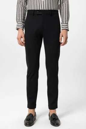 Men's Black High-Waisted Buckle Detail Relaxed Fit  Pants - Wessi