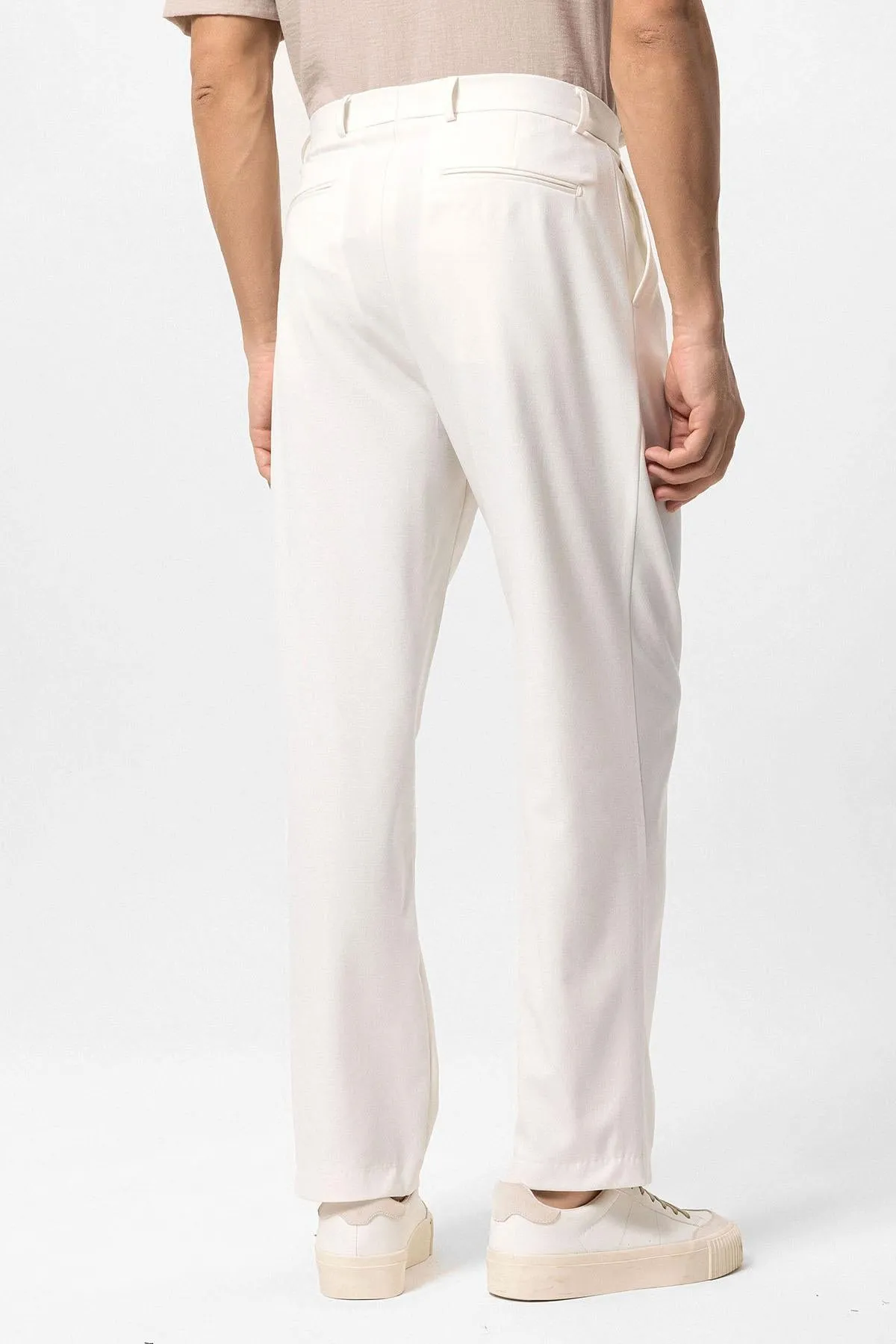Men's Ecru High-Waisted Baggy  Pants - Wessi