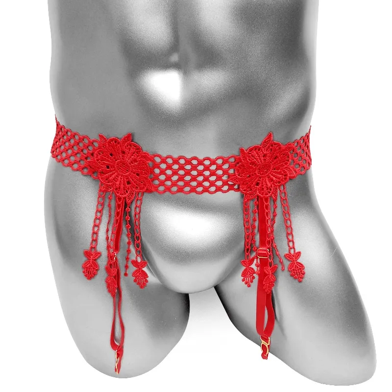 Men's Garter Belts / Sexy Lingerie with Floral Suspenders / Erotic Nightwear for Male
