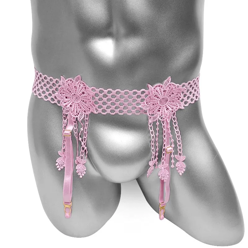 Men's Garter Belts / Sexy Lingerie with Floral Suspenders / Erotic Nightwear for Male