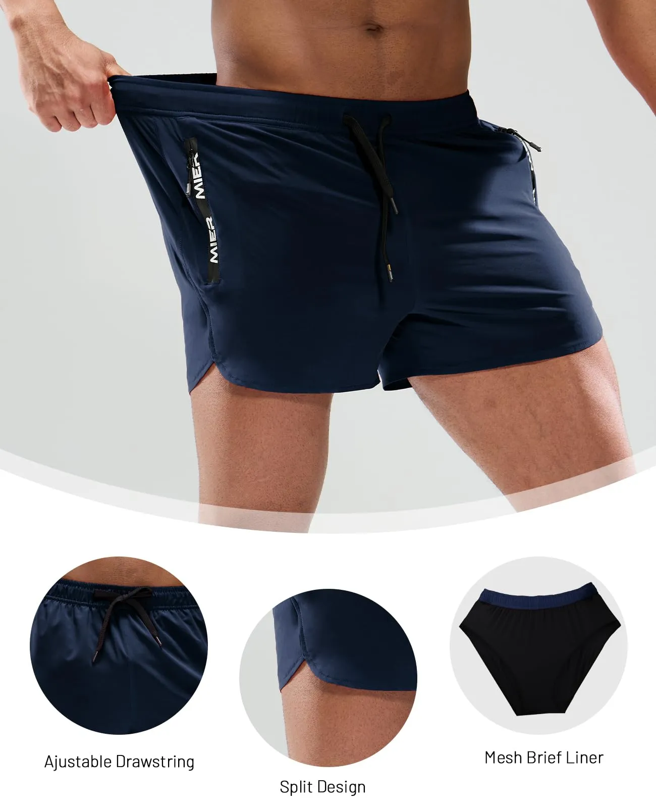 Men's PaceLite Logo Shorts W/Brief 3"