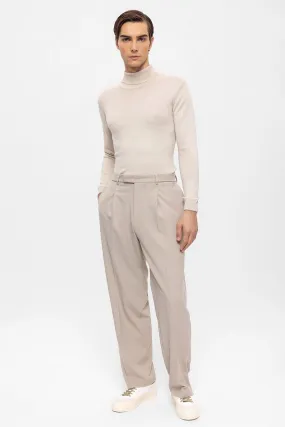 Men's Stone High Waist Zippered  Trousers - Wessi