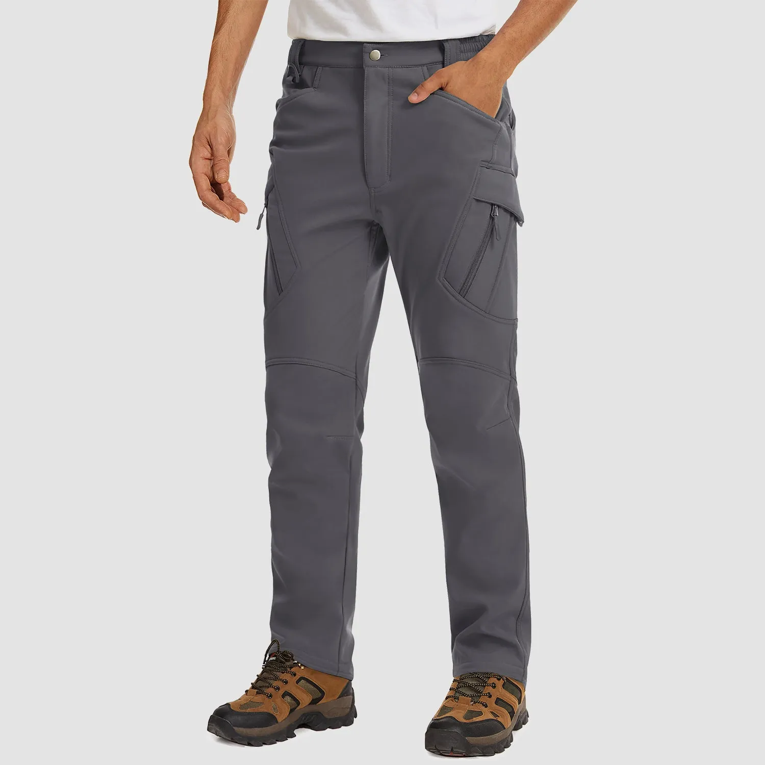 Men's Tactical Pants with 9 Pockets, Water Repellent, Warm Fleece Lined, Winter Snow Ski Pants
