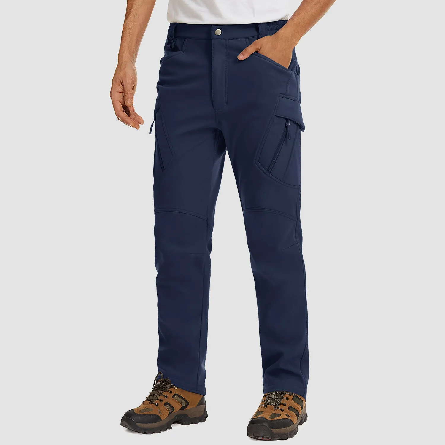 Men's Tactical Pants with 9 Pockets, Water Repellent, Warm Fleece Lined, Winter Snow Ski Pants