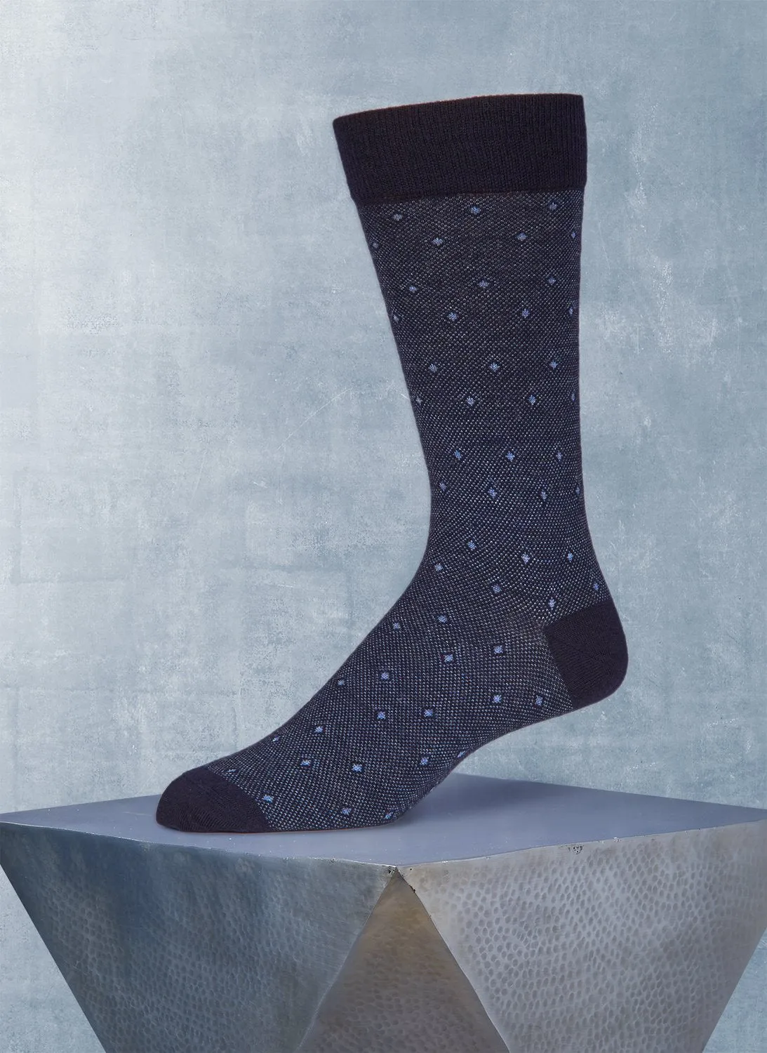 Merino Wool Diamond Birdseye Sock in Navy