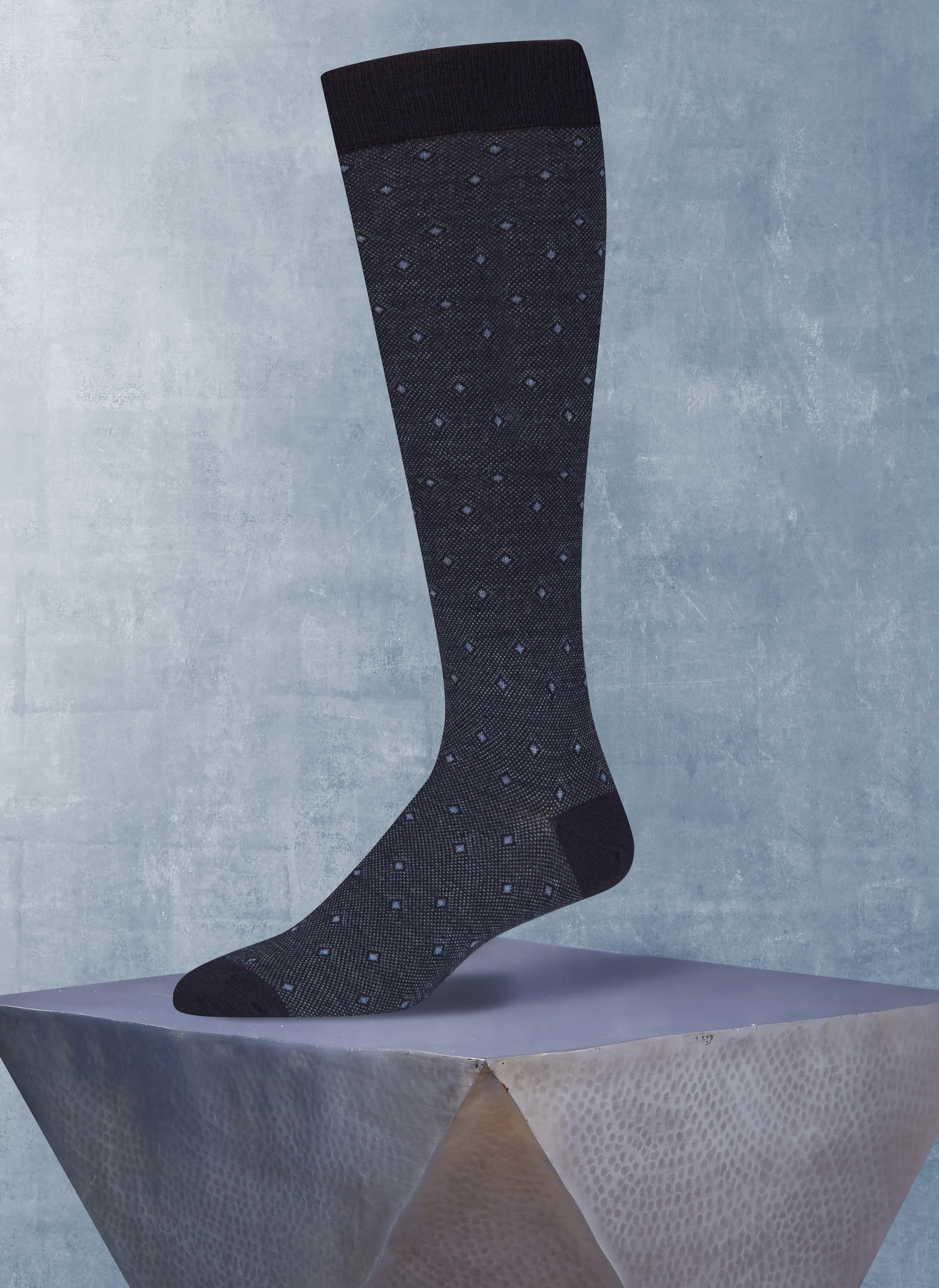 Merino Wool Diamond Birdseye Sock in Navy