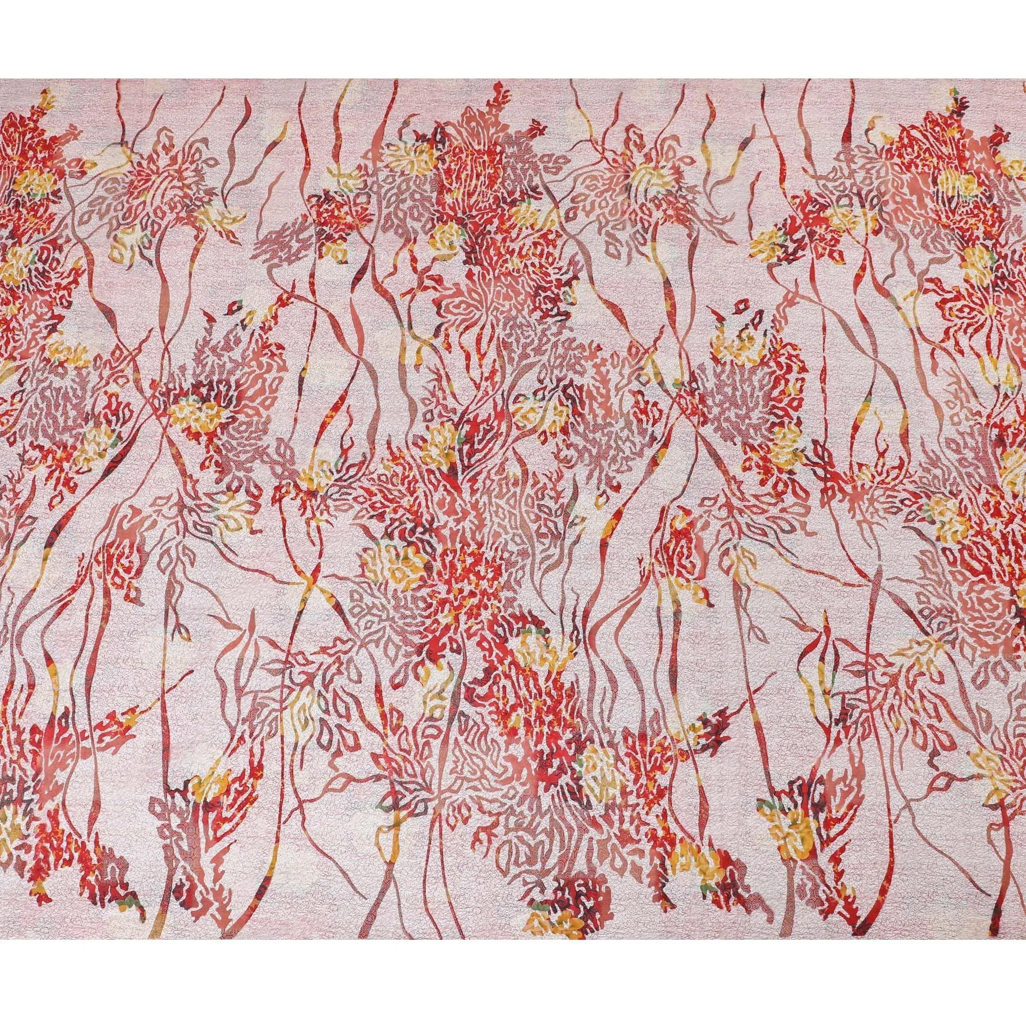 Multicolor mesh tulle fabric with flocking in fancy design-D14034