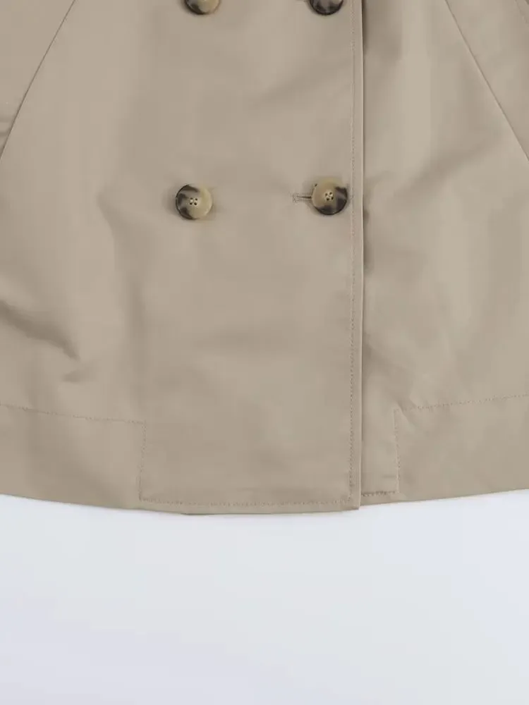 ONKOGENE 2024 Herbst Elegante Mode Frauen Graben Einfarbig Oberbekleidung Zweireiher Langarm Revers Belted Trenchcoats