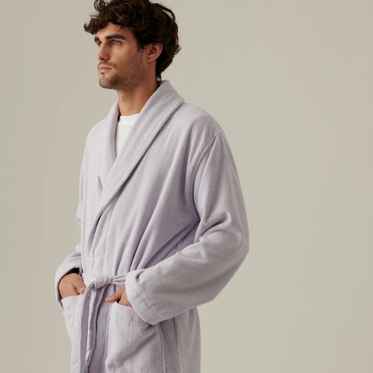 Organic Cotton Terry Bathrobe in Lilac