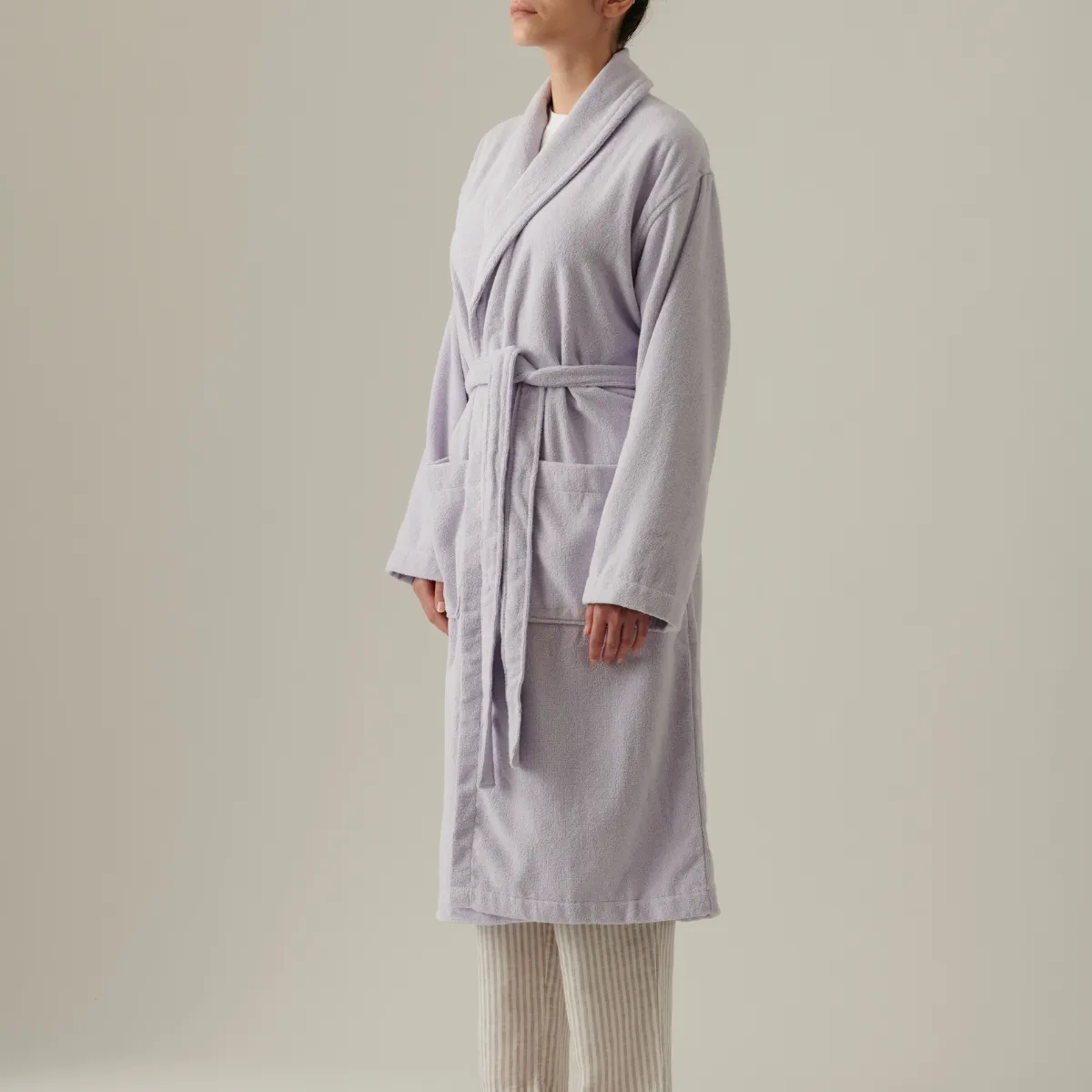 Organic Cotton Terry Bathrobe in Lilac