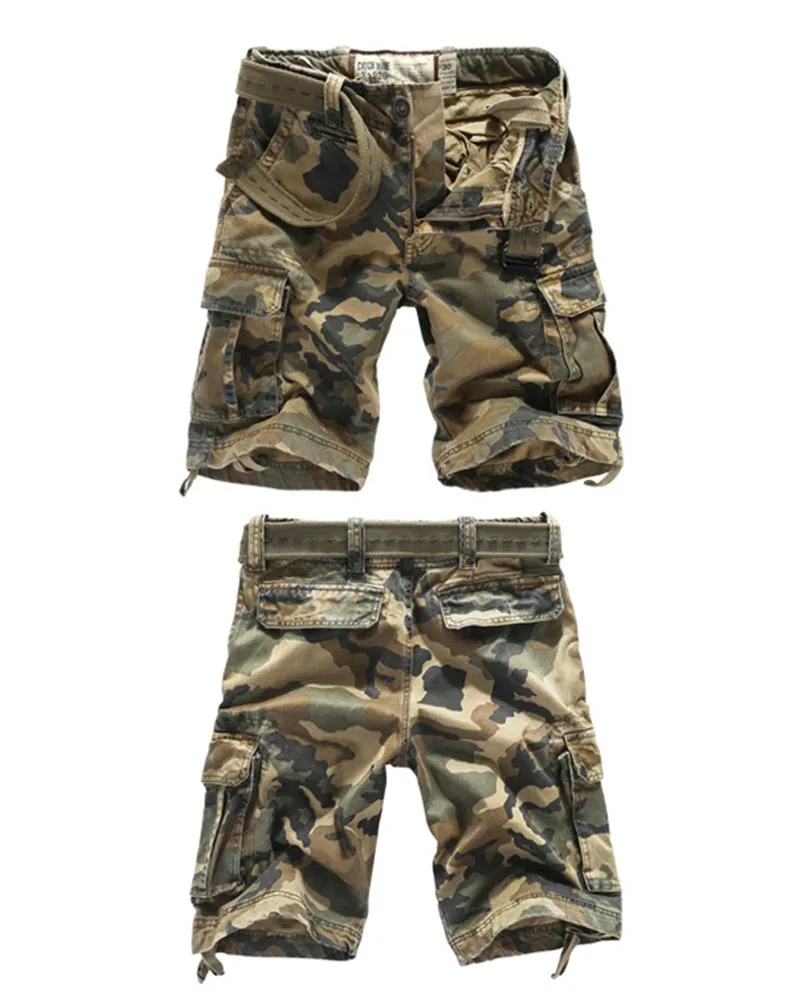 Outdoor Multi-Pocket Camo Cargo Shorts