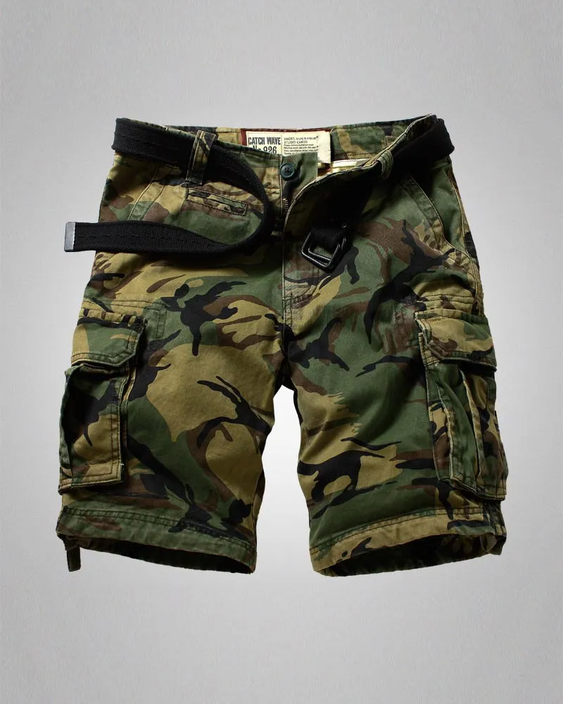 Outdoor Multi-Pocket Camo Cargo Shorts