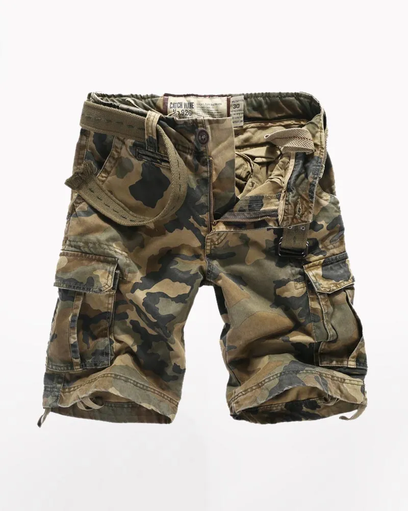 Outdoor Multi-Pocket Camo Cargo Shorts
