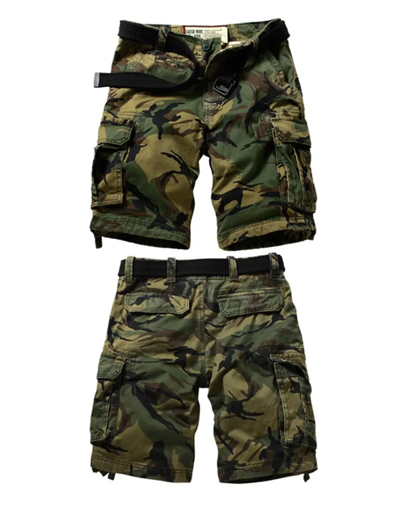 Outdoor Multi-Pocket Camo Cargo Shorts
